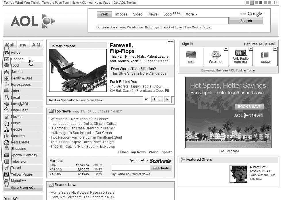 The AOL.com home page uses CSS sprites