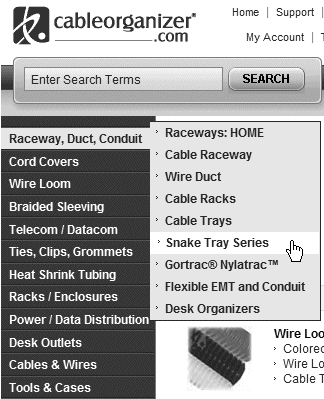 CableOrganizer.com CSS menus