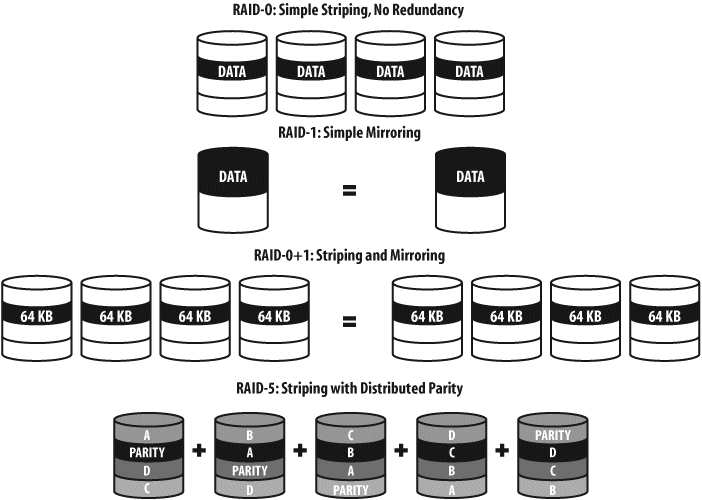 RAID levels commonly used with an Oracle database