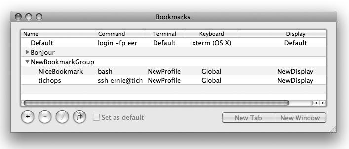 A bookmark group in iTerm