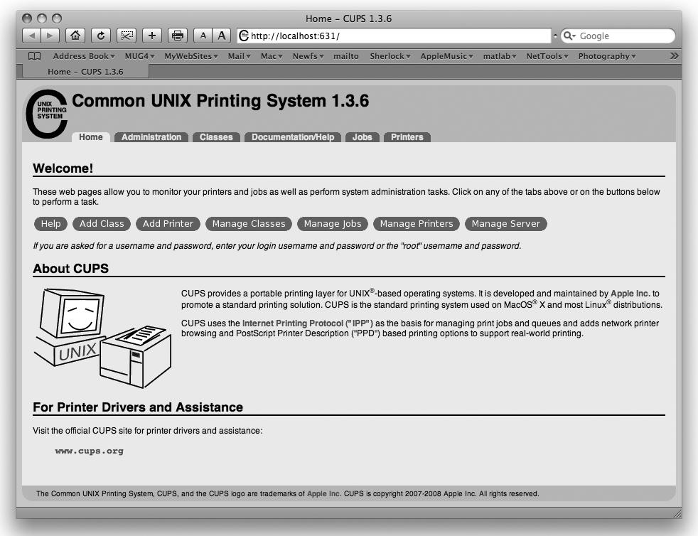 CUPS’s web-based interface