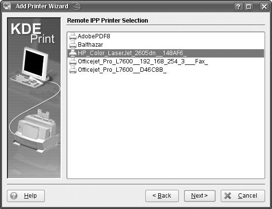 Choosing the shared printer on your Mac