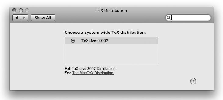 TeX Distribution System Preferences pane