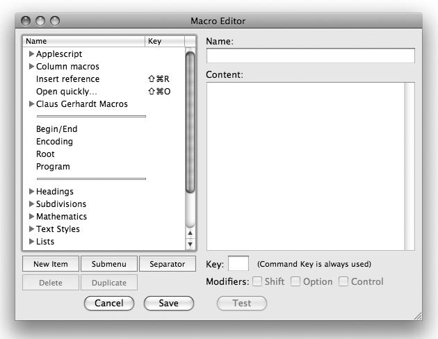 TeXShop’s Macro Editor