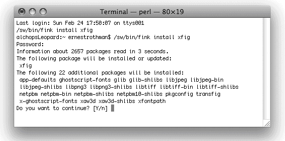 Running the install command in a Terminal window