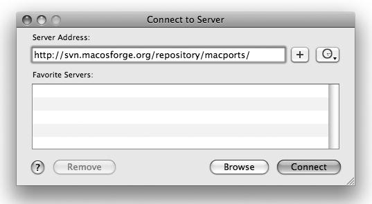 Connecting to the MacPorts SVN repository in the Finder