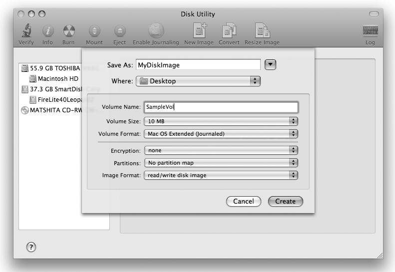 Creating a new blank image with Disk Utility