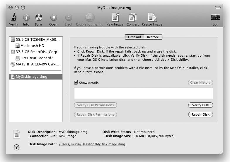 Choosing the image to convert in Disk Utility