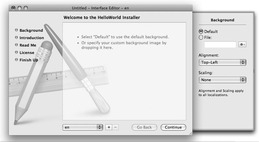 Package installer Interface Editor