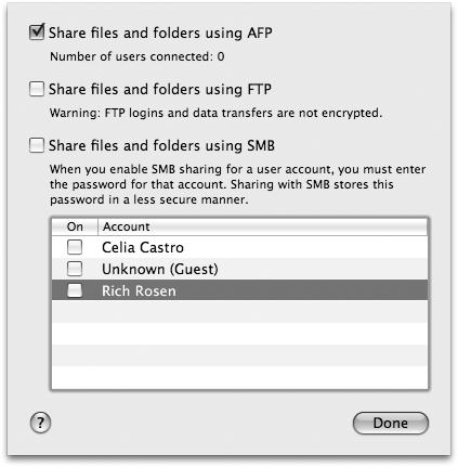 Advanced options for File Sharing